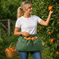 Army green gardening apron bag with adjustable waist belt and zipper pockets
