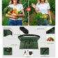 Green gardening apron bag with adjustable waist belt and front zipper pockets