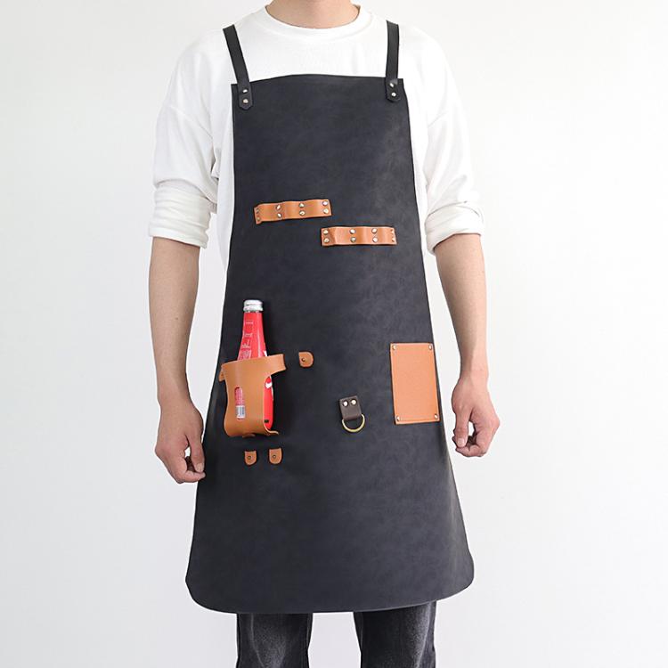 Crazy Horse BBQ Apron with Beer Bottle Holster Waterproof Cross Back Chef Grilling Apron