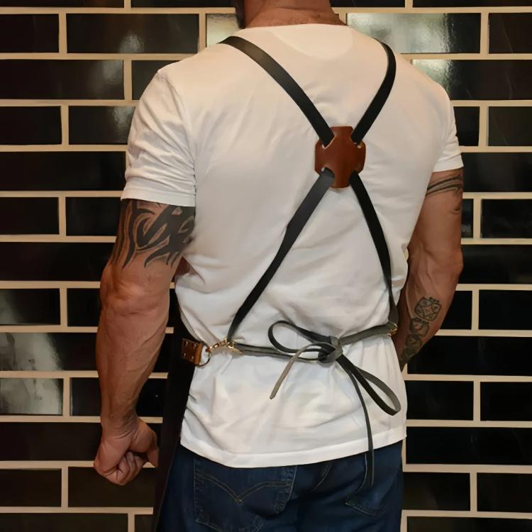 Crazy Horse BBQ Apron with Beer Bottle Holster Waterproof Cross Back Chef Grilling Apron