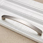 Brushed metal drawer handle pull with long curved arch and rounded screw-end ends