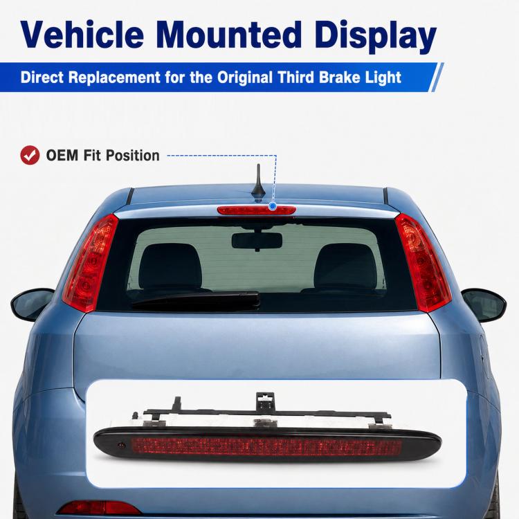 Vehicle-mounted third brake light unit with red lens on rear hatch