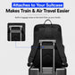 Black backpack with luggage strap on the back and adjustable shoulder straps