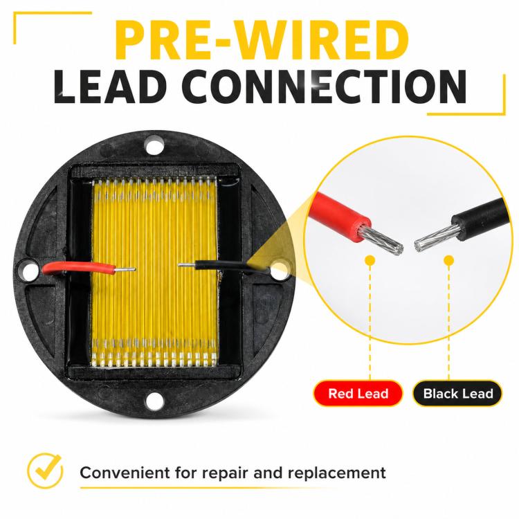 Pre-wired ribbon tweeter diaphragm driver with red and black lead wires and yellow ribbon