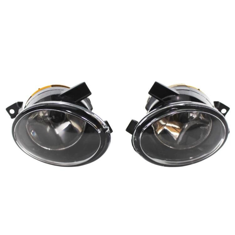 Pair of front bumper fog lights with clear lenses and black housings