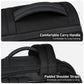 Black backpack with padded shoulder straps and comfortable top carry handle