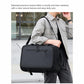 Black laptop backpack with front zipper compartment and adjustable strap webbing