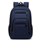 Large blue water-resistant travel laptop backpack with top handle and front zipper pockets