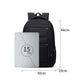 Black backpack fits 15-inch laptop; 44cm height with front zipper compartments