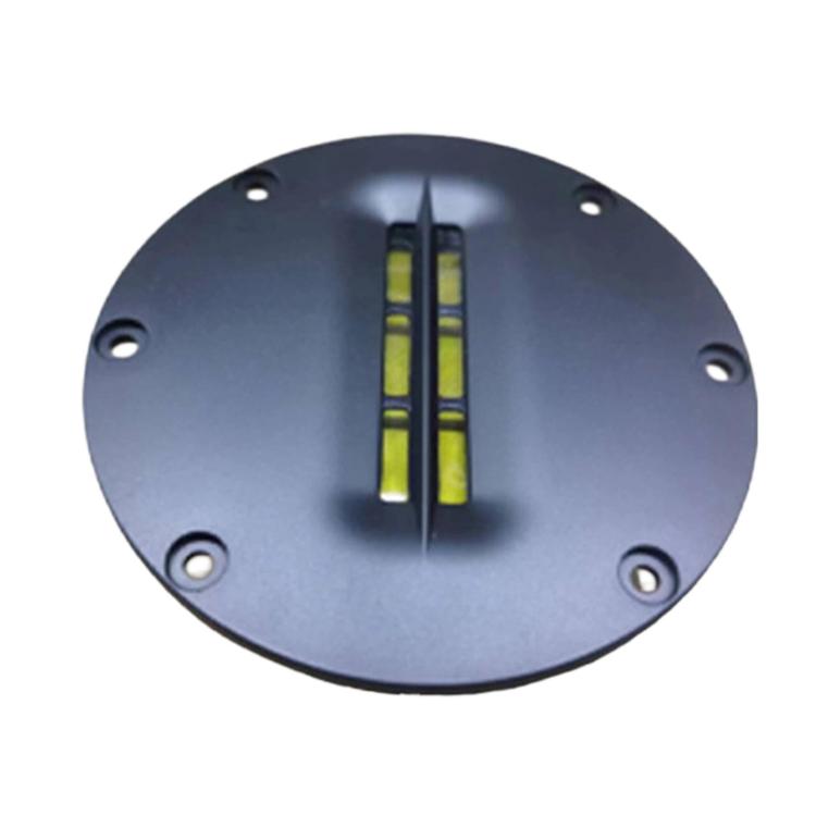 Round aluminum ribbon tweeter horn, blue faceplate with twin sound slots