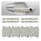 Rhinestone car door handle sticker set, iridescent silver sparkle, 8-piece