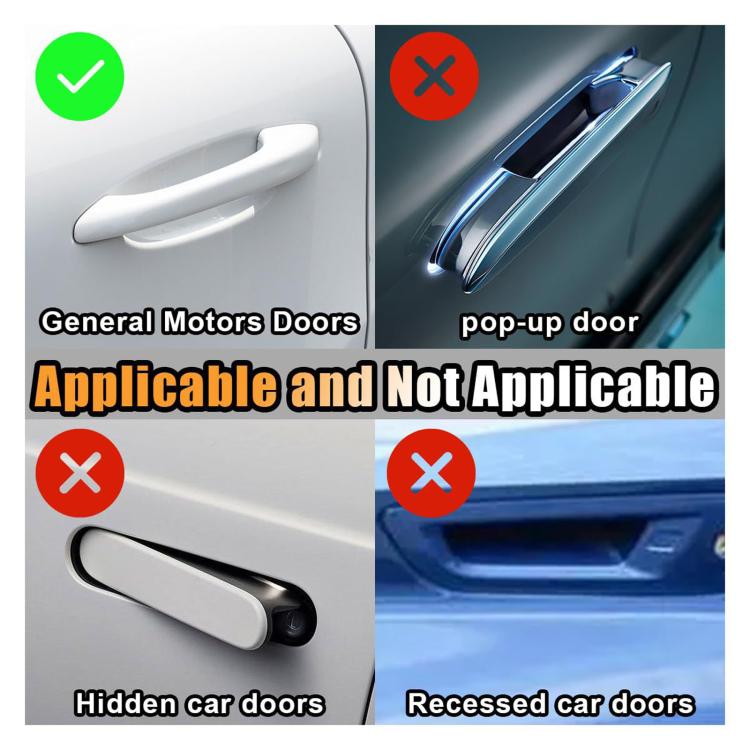 Rhinestone door handle sticker applied to a car door handle surface