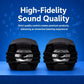 Two black waterproof speaker units with front grille and mounting clips