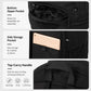 Black backpack with bottom zip pocket, side storage pocket, and top carry handle.