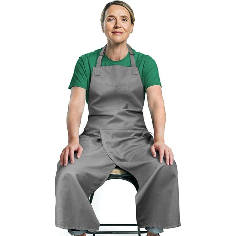 Split Leg Pottery Apron Adjustable Cotton Blend Overlapping Bib Apron with Pockets & Loops