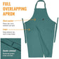 Split Leg Pottery Apron Adjustable Cotton Blend Overlapping Bib Apron with Pockets & Loops