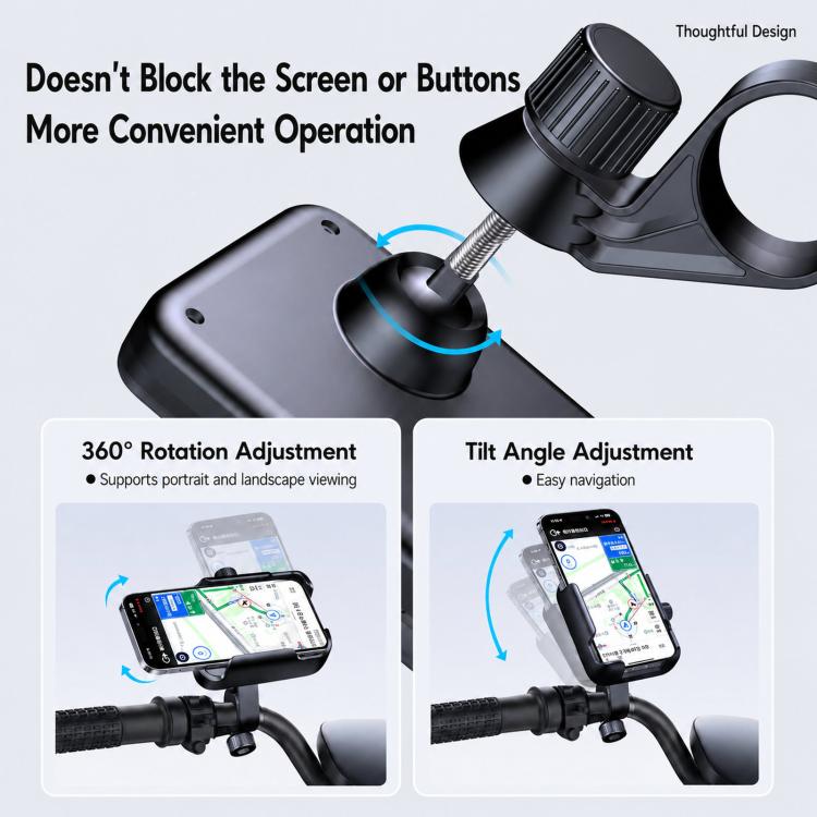 Motorcycle Shockproof Portable Riding Phone Holder Easy Access Cell Phone Mount, Handlebar, Rearview Mirror, Three-dimensional