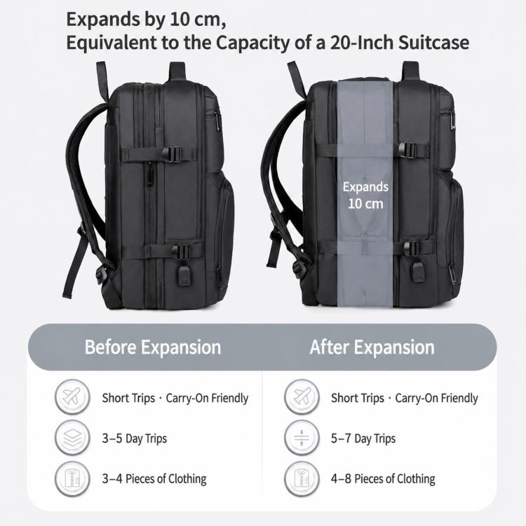 REMOID Expandable Laptop Backpack Water-Resistant Business Travel Bag, 9907