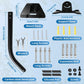 Mounting bracket hardware kit with black bent pipe, base plates, and screws