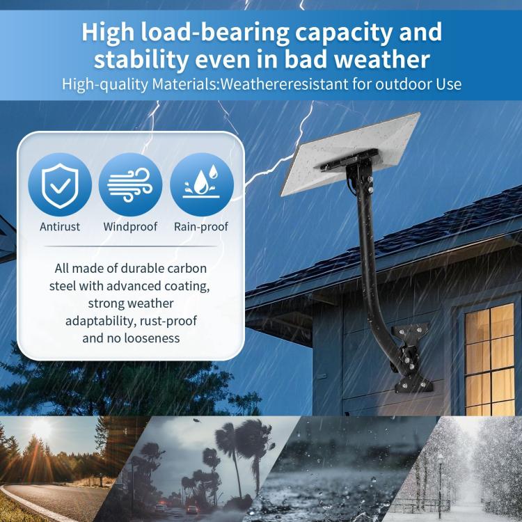 Weather-resistant outdoor roof wall bracket with black bent pipe and mounting plate
