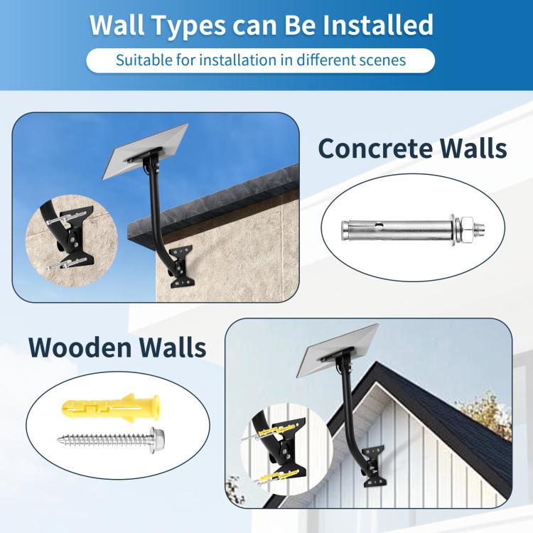 Wall mount bracket kit with expansion bolts for concrete and anchors for wood walls