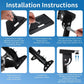 Mounting bracket installation steps showing bracket base, bolts, and adjustable pipe