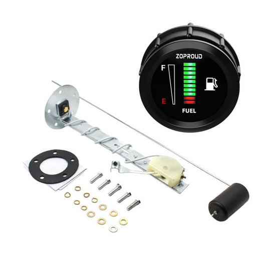 ZOPROUD IS0811FZ 52mm Fuel Tank Gauge 12/24V Modified Car LED Fuel Level Meter, With Oil Floater, With 304 Stainless Steel Oil Floater