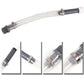 Racing fuel filler hose with metal clamps and clear line connector details