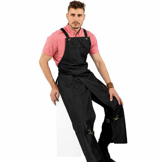 Split Leg Apron Cross Back Tool Work Apron with Pockets for Barber Pottery Tattoo Artist