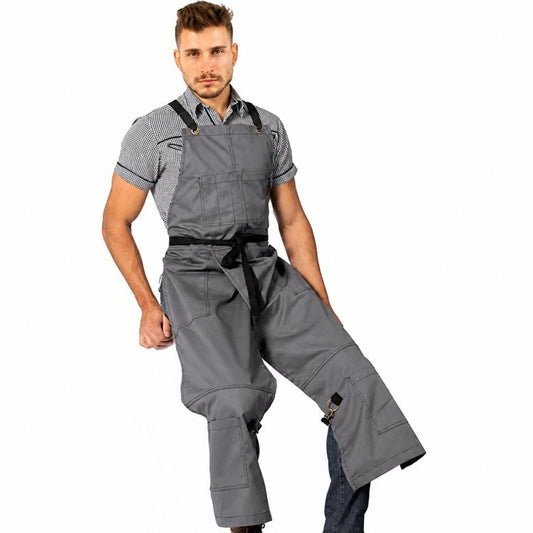 Split Leg Apron Cross Back Tool Work Apron with Pockets for Barber Pottery Tattoo Artist