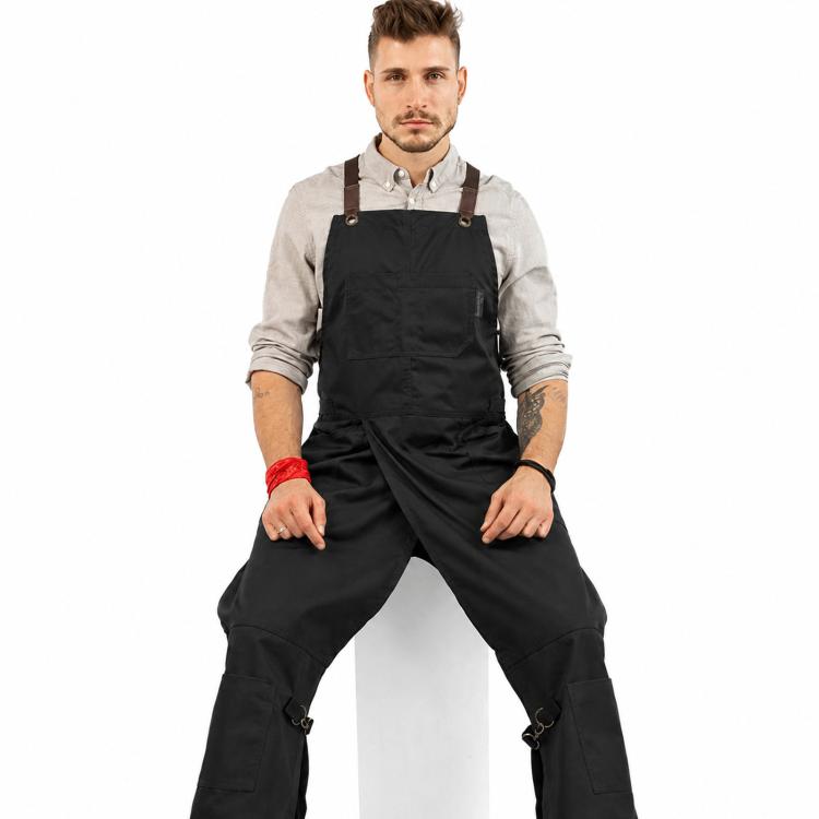 Split Leg Apron Cross Back Tool Work Apron with Pockets for Barber Pottery Tattoo Artist