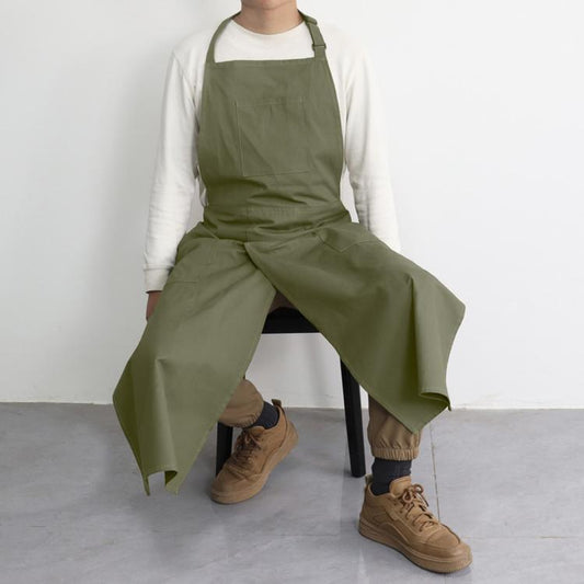 Split Leg Apron Adjustable Halter Smock with 3 Pockets for Clay Wheel Artist Florist Gardening