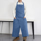 Blue adjustable halter split-leg apron with 3 pockets