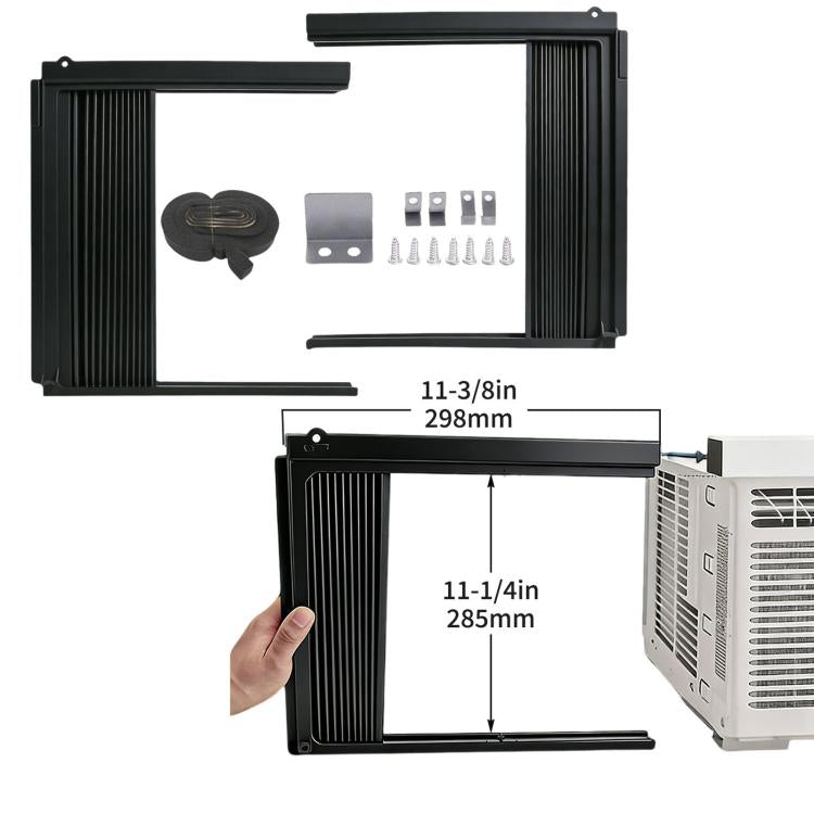 Black window AC side panel kit with accordion filler and mounting hardware