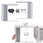 White window AC side panel frame with accordion fins and accessories
