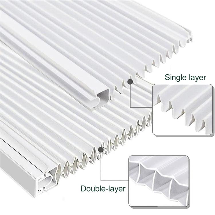 Accordion filler side panel with single- and double-layer pleats close-up