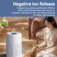 White cylindrical air purifier on the floor with top vent and spinning fan