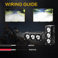 Triple-lens LED spotlight with side heat fins and attached wiring leads, black