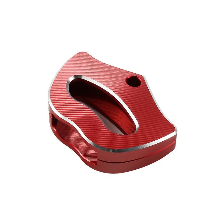Red aluminum key case with CNC cut handle slot and four mounting holes