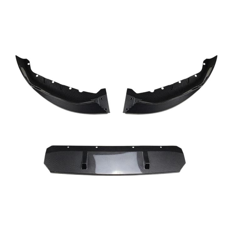 Carbon-fiber style front lip decor stickers, textured splitters with center strip and tabs