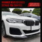Black front lip decor installed on car front bumper, split lower splitters with center panel