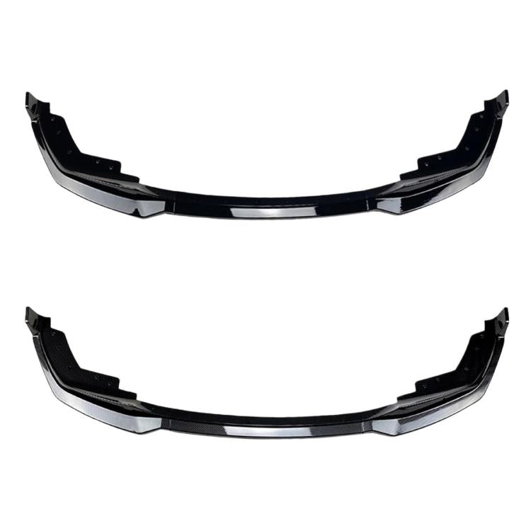 Front lip decor stickers pair, black front lip trim with silver accent edges
