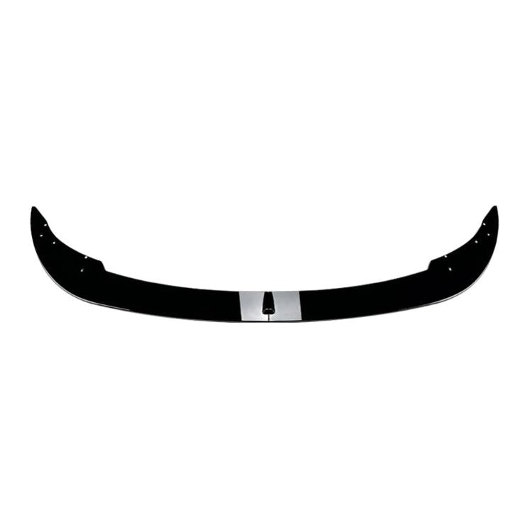 Black front lip spoiler strip with curved shape and center tab