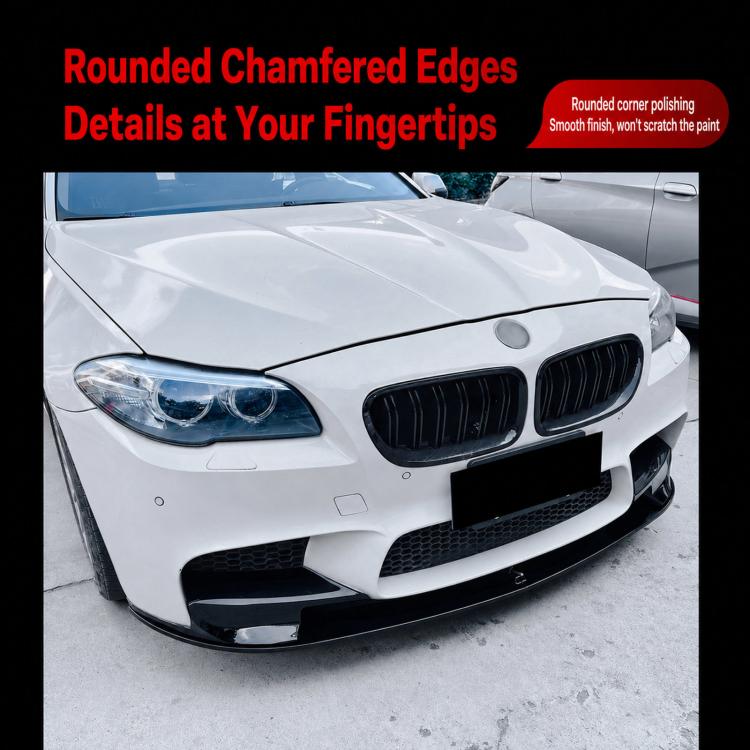 Installed black front lip and trim on a white BMW front bumper