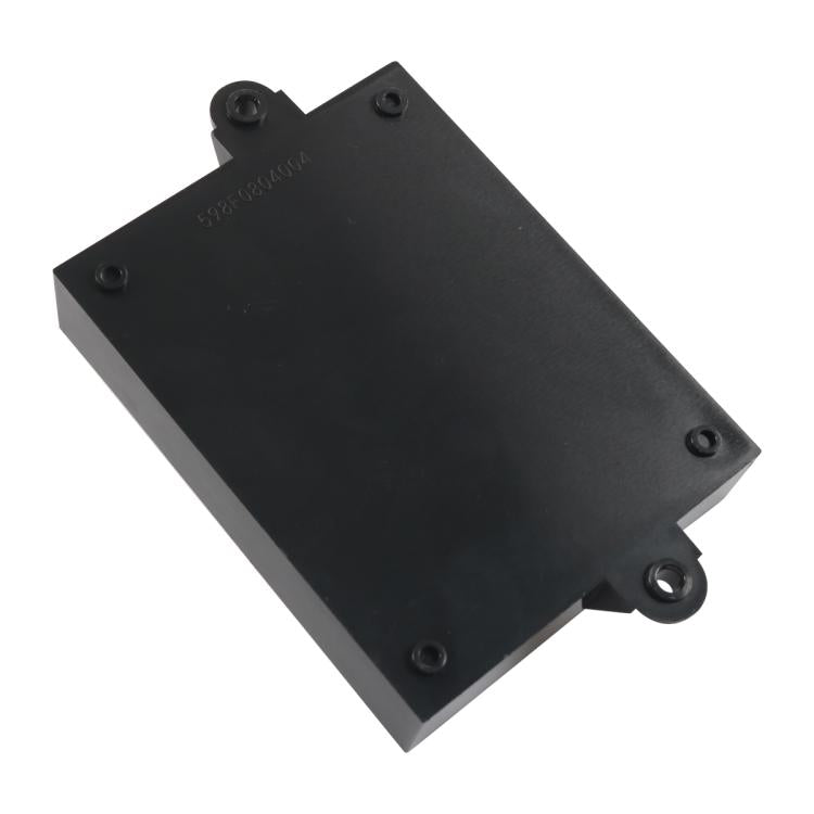 RV water heater control circuit board cover plate with screw holes and mounting tabs