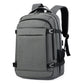 Gray water-resistant laptop backpack with front zipper pocket and padded shoulder straps