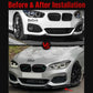 Front lip spoiler sticker on BMW front bumper lower area for a finished install