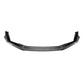 Carbon fiber front lip spoiler with dark woven pattern, curved bumper attachment
