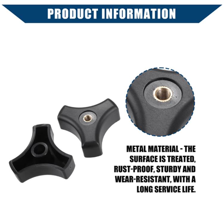 Black T-type bed cover clamp star knob and metal-threaded insert with hardware