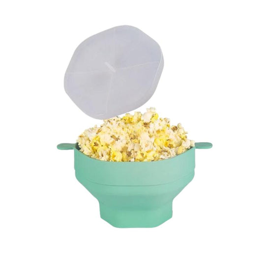 Collapsible Silicone Microwave Popcorn Popper Bowl with Lid Reusable Microwaveable Popcorn Maker, Standard Cyan, Standard Grey, Standard Red, Standard Earthy Yellow, with Spatula Red, with Spatula Cyan